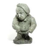 AN UNUSUAL GREEN SERPENTINE FIGURE OF A HUNCHBACK PROBABLY FRENCH OR ITALIAN, 19TH CENTURY