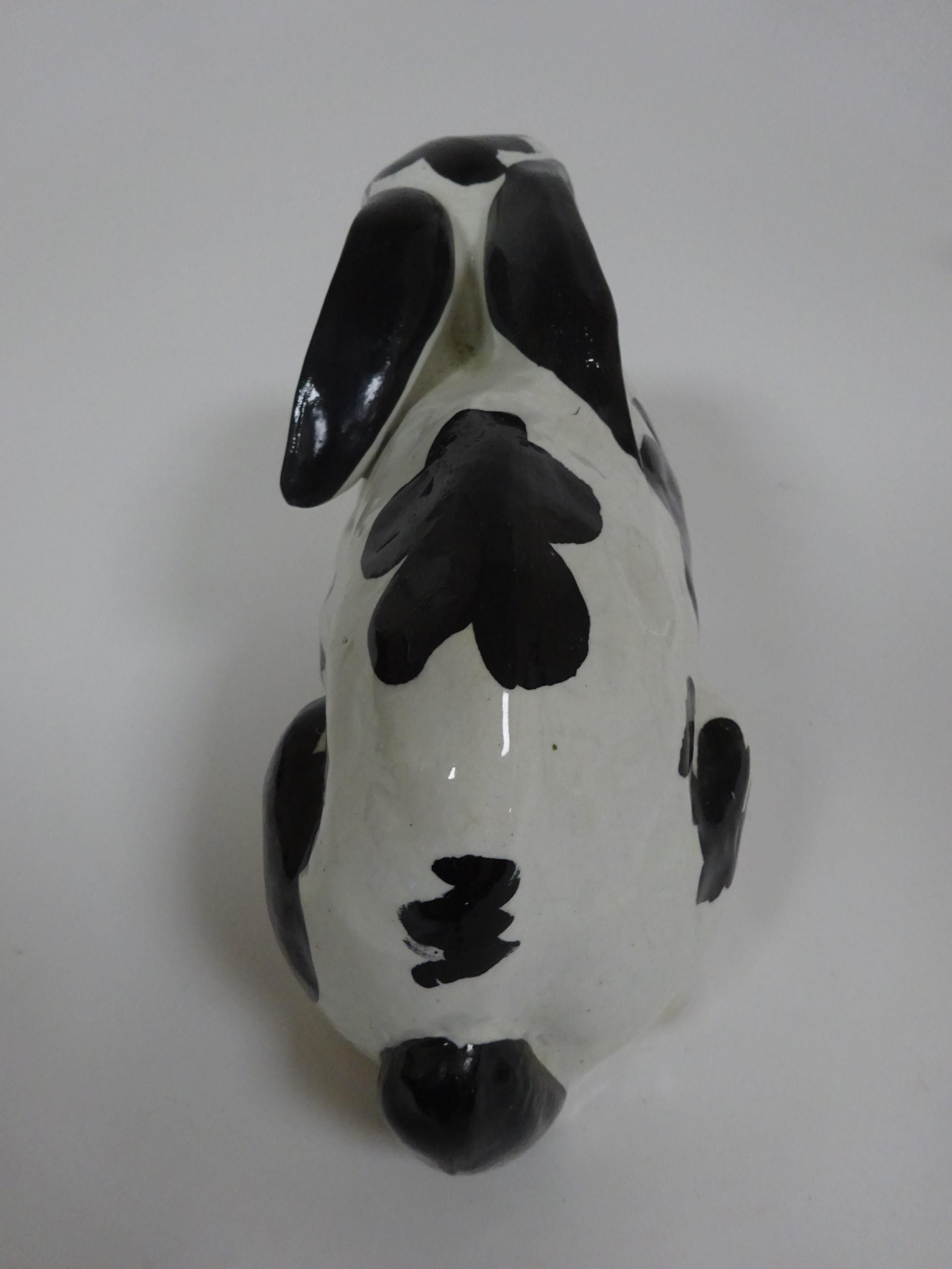 A PAIR OF STAFFORDSHIRE POTTERY MODELS OF RABBITS C.1860 each with black spotted markings and - Image 15 of 18