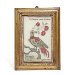 A GEORGE III NEEDLEWORK SAMPLER BY ANN WHITAKER worked with an exotic bird perched on a branch