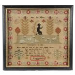 A WILLIAM IV NEEDLEWORK EMANCIPATION OF SLAVE SAMPLER BY GRACE LAMBERT worked with coloured wools on