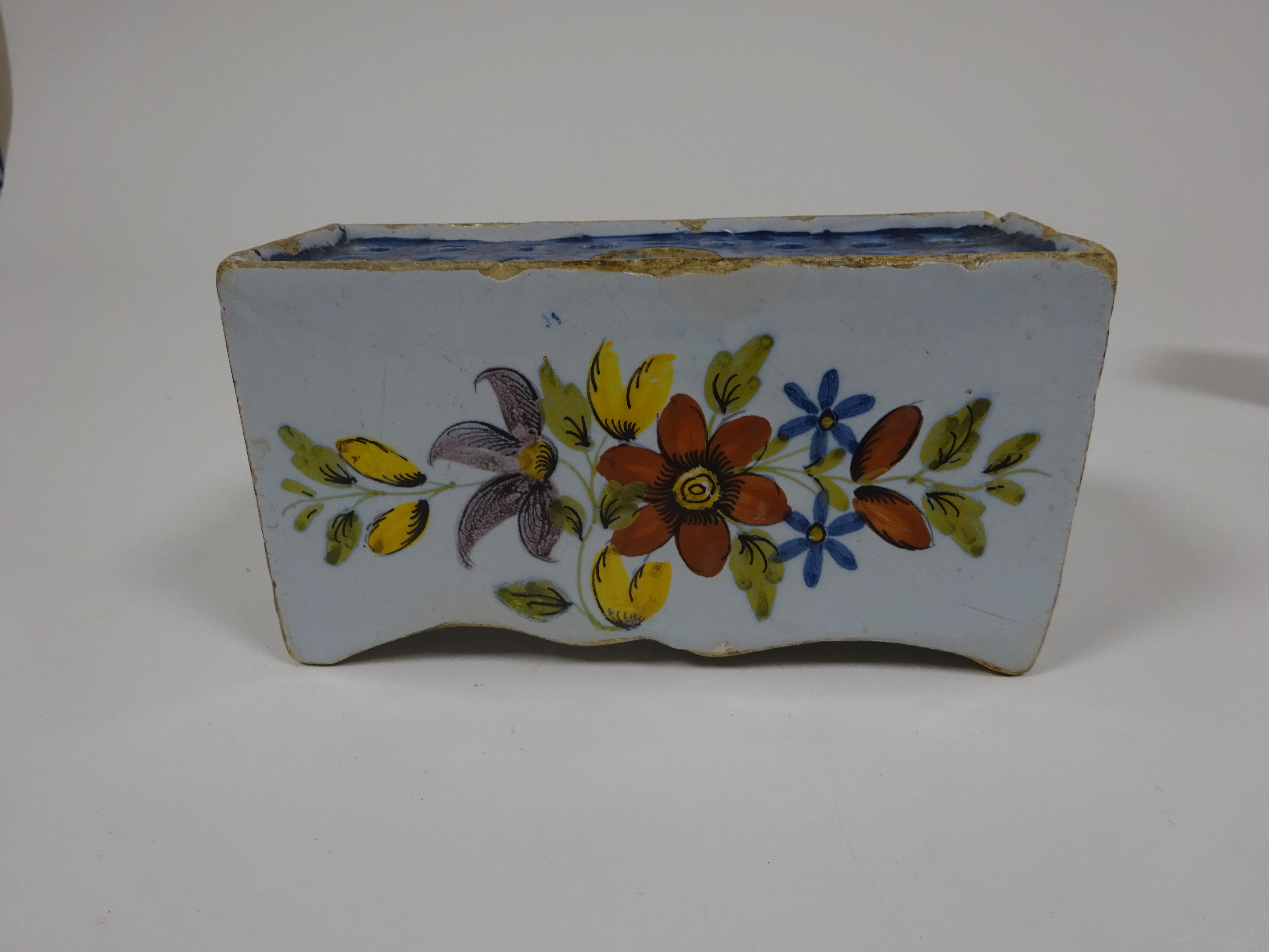 A PAIR OF DELFTWARE POTTERY POLYCHROME FLOWER BRICKS ATTRIBUTED TO LIVERPOOL, C.1760 painted in - Image 4 of 15