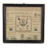 AN EARLY VICTORIAN NEEDLEWORK PROVIDENT SOCIETY SAMPLER POSSIBLY BY JANE SHELLY worked with