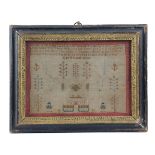 A REGENCY NEEDLEWORK SAMPLER EARLY 19TH CENTURY worked with polychrome silks with cross stitch on