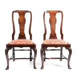 A PAIR OF GEORGE II MAHOGANY SIDE CHAIRS C.1740 each with a vase shaped solid splat back above a
