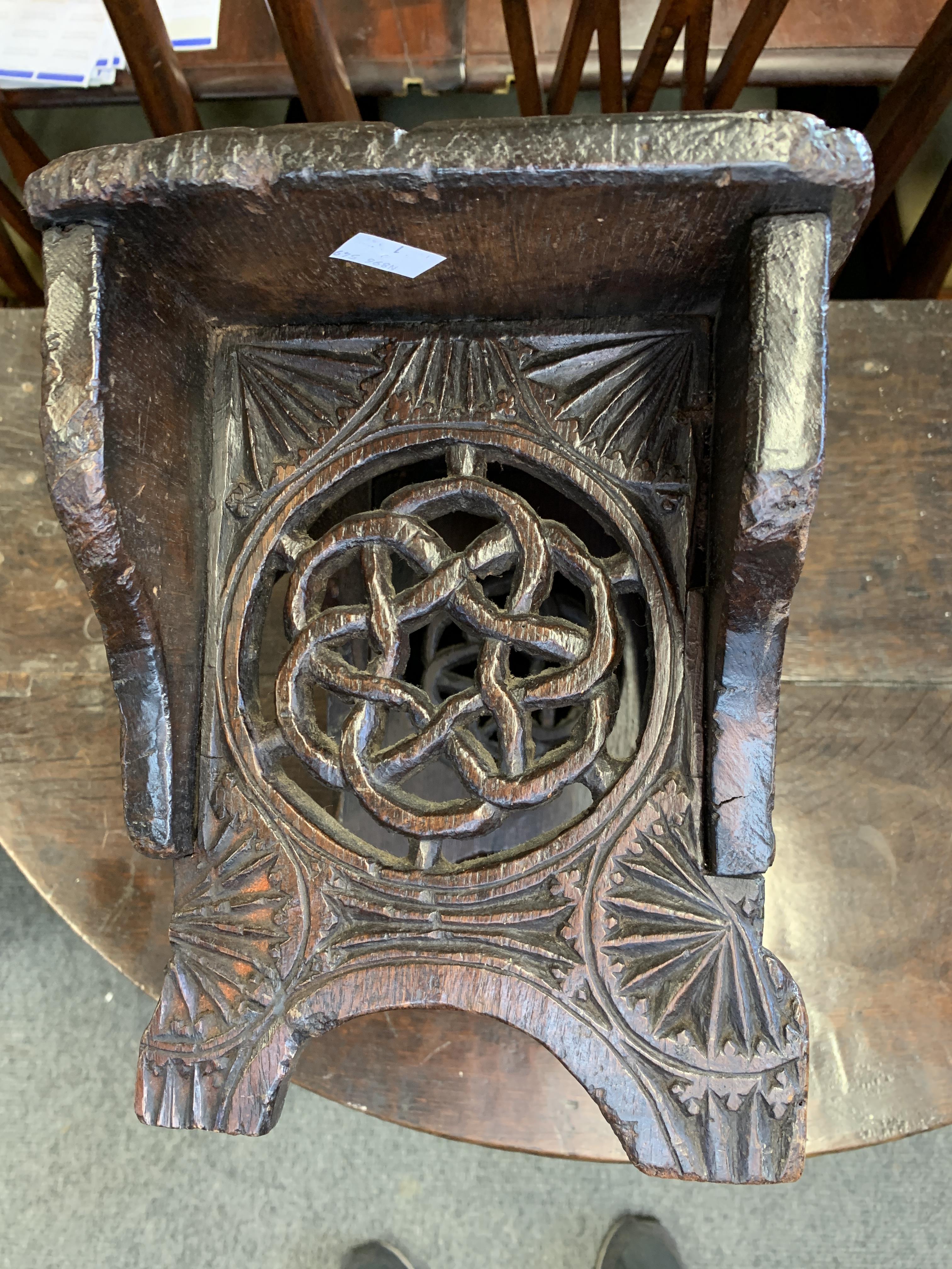 A GEORGE III CHIP CARVED STOOL WELSH, DATED '1778' relief decorated with rondels, the trestle ends - Image 4 of 9