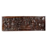 A CARVED WALNUT PANEL DEPICTING THE DEATH OF THE VIRGIN MARY PROBABLY SPANISH OR ITALIAN, LATE