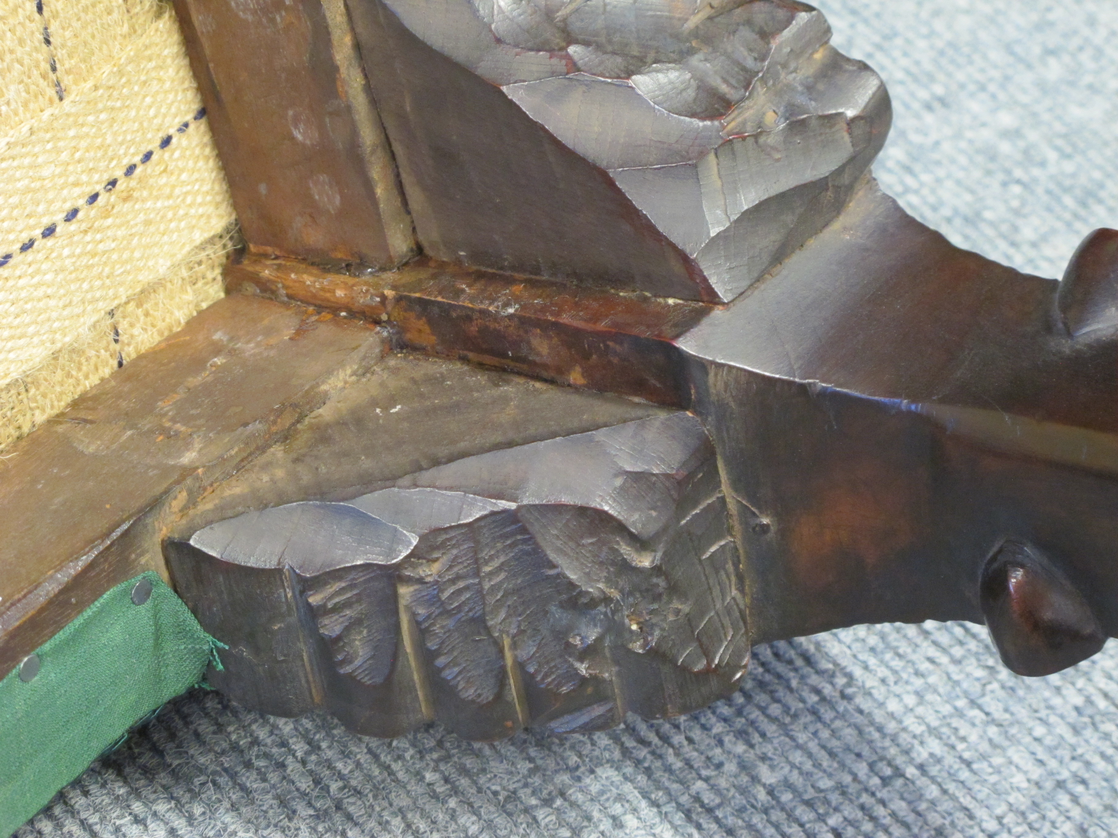 A GEORGE II IRISH WALNUT STOOL C.1740 the padded seat covered with green fabric, on cabriole legs - Image 6 of 14