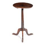 A GEORGE III ELM TRIPOD TABLE LATE 18TH CENTURY the circular fixed top on a turned stem and cabriole