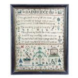 A PAIR OF LATE REGENCY NEEDLEWORK BAINBRIDGE SCHOOL SAMPLERS ONE BY PATIENCE SCARR, DATED '1819'