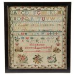 A VICTORIAN NEEDLEWORK SCHOOL SAMPLER BY ELIZA MANSER worked with coloured silks on a linen ground