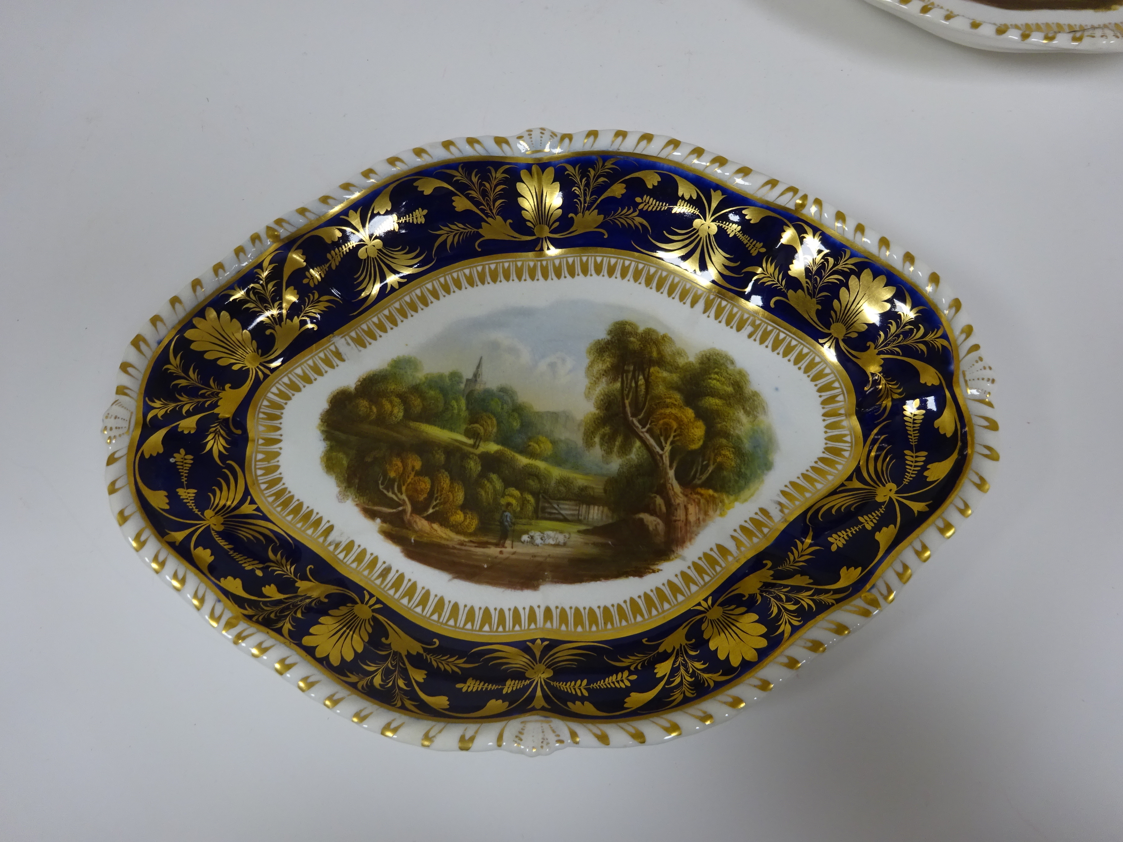 A PAIR OF BLOOR DERBY DISHES EARLY 19TH CENTURY each painted with a topgraphical view, one of - Image 6 of 15