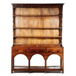 A GEORGE III WELSH OAK AND FRUITWOOD POTBOARD DRESSER SOUTH WALES, LATE 18TH / EARLY 19TH CENTURY