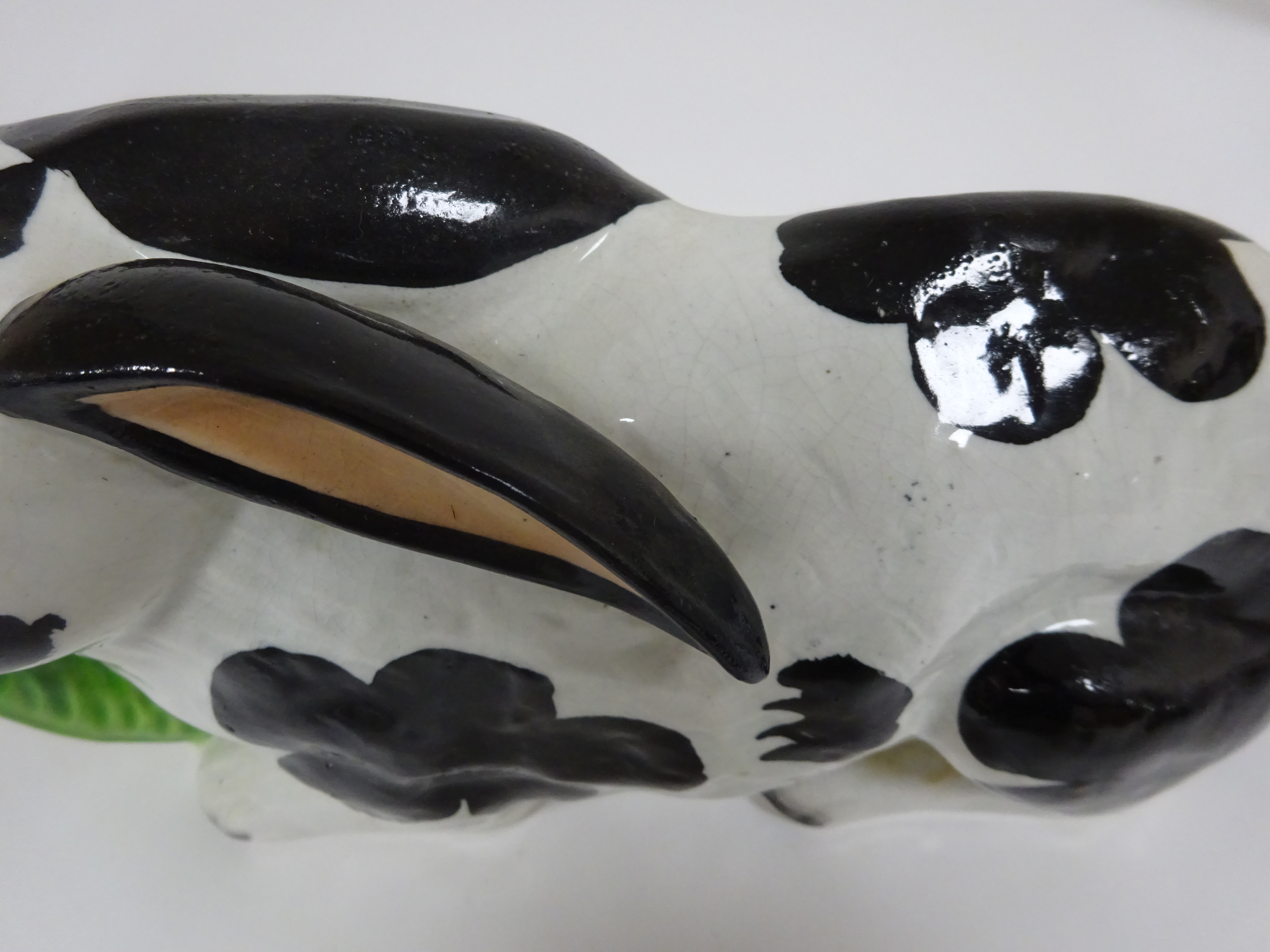 A PAIR OF STAFFORDSHIRE POTTERY MODELS OF RABBITS C.1860 each with black spotted markings and - Image 14 of 18