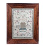 λ A WILLIAM IV NEEDLEWORK SAMPLER BY MARY ELIZABETH BERRY worked with polychrome silks on a linen