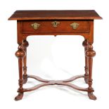 A CEDAR SIDE TABLE IN WILLIAM AND MARY STYLE the rectangular top with a moulded edge above a