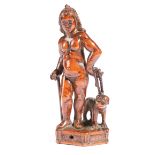 AN ITALIAN TREEN BOXWOOD FIGURE OF DIANA THE HUNTRESS LATE 17TH / EARLY 18TH CENTURY the classical