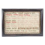 A VICTORIAN NEEDLEWORK SCHOOL SAMPLER DATED '1849' worked with polychrome silk floss on a linen