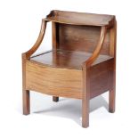 A GEORGE III MAHOGANY BEDSIDE COMMODE LANCASHIRE, C.1790-1800 with a hinged serpentine top and