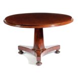 AN EARLY VICTORIAN MAHOGANY BREAKFAST TABLE MID-19TH CENTURY the circular tilt-top on a turned