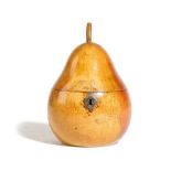 A TREEN FRUITWOOD TEA CADDY IN THE FORM OF A PEAR PROBABLY GERMAN, LATE 18TH / EARLY 19TH CENTURY