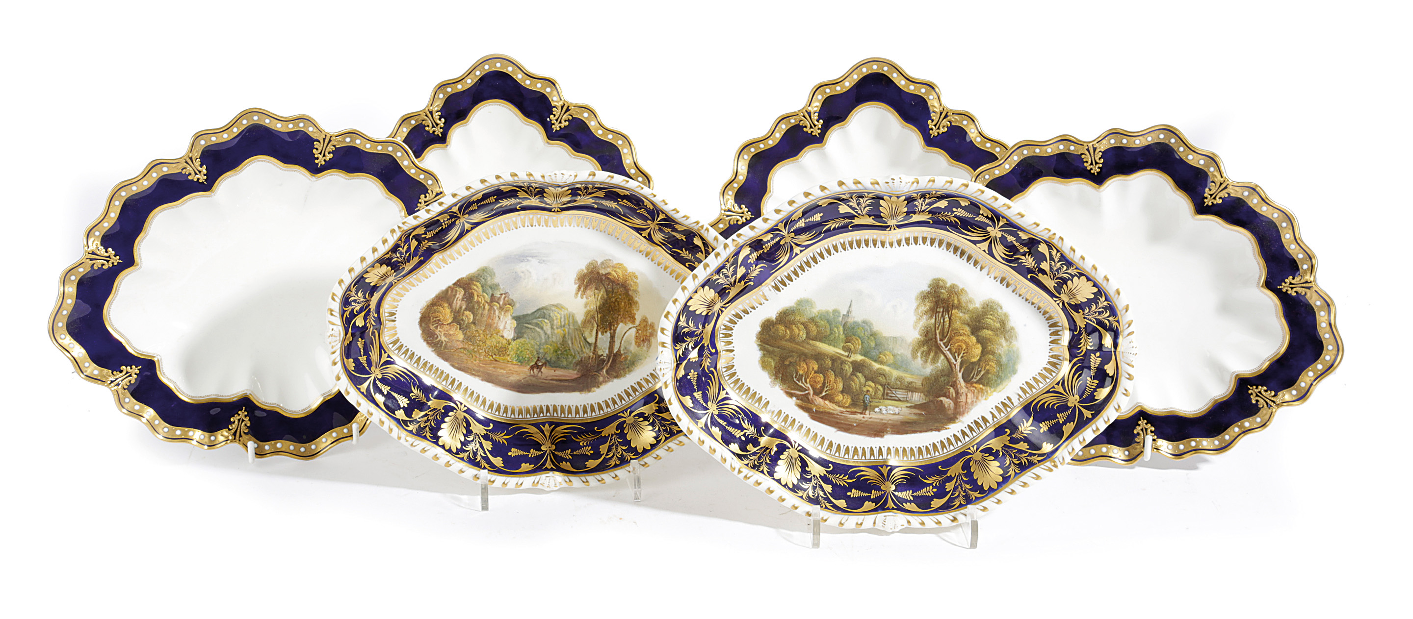 A PAIR OF BLOOR DERBY DISHES EARLY 19TH CENTURY each painted with a topgraphical view, one of