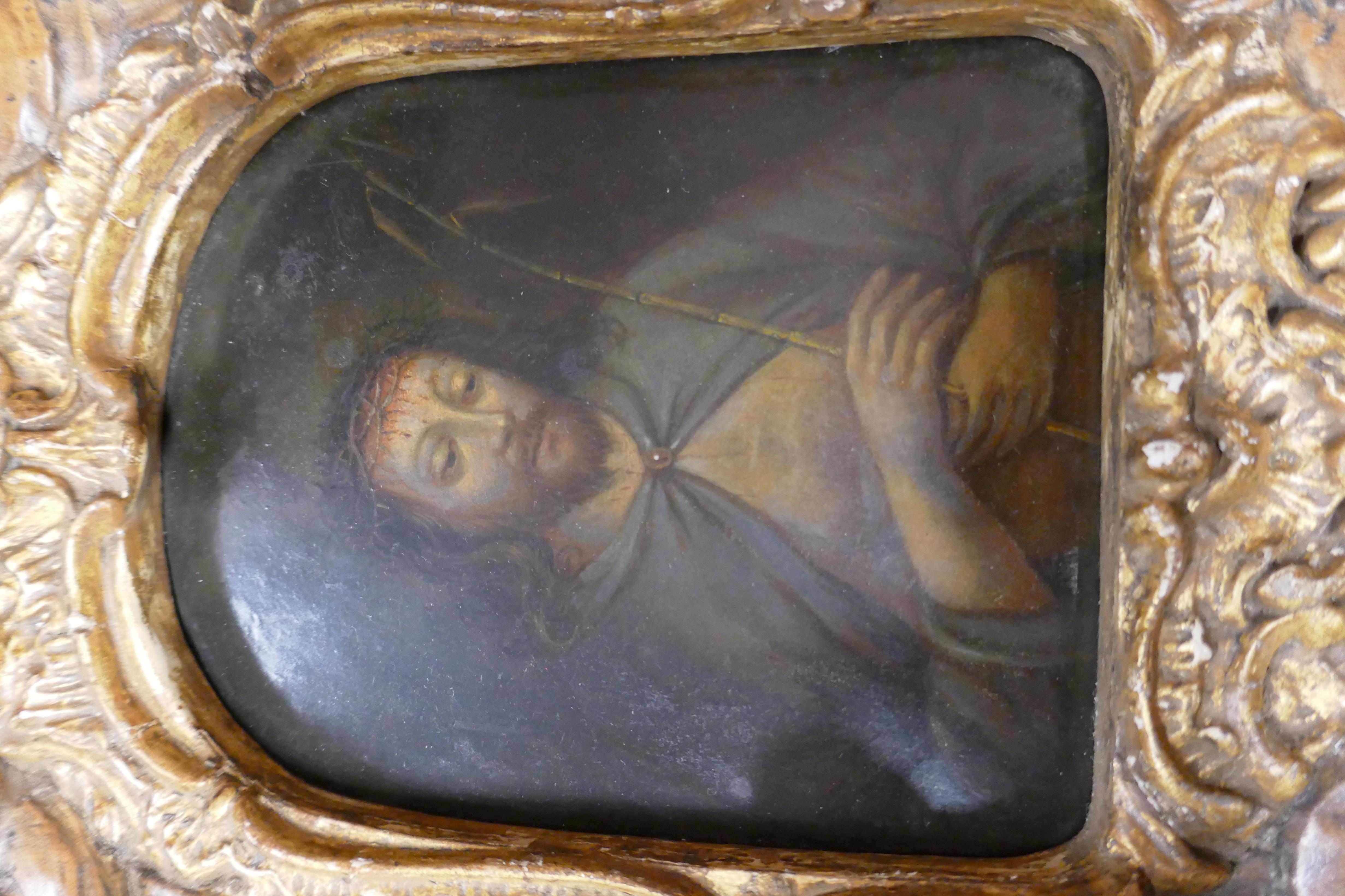 GERMAN SCHOOL, 17TH CENTURY CHRIST AS A MAN OF SORROWS oil on copper, in a giltwood and llimewood - Bild 2 aus 16