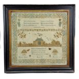 A GEORGE IV IRISH NEEDLEWORK SCHOOL SAMPLER BY ANN ORR OF CLONTARF SCHOOL worked with coloured silks