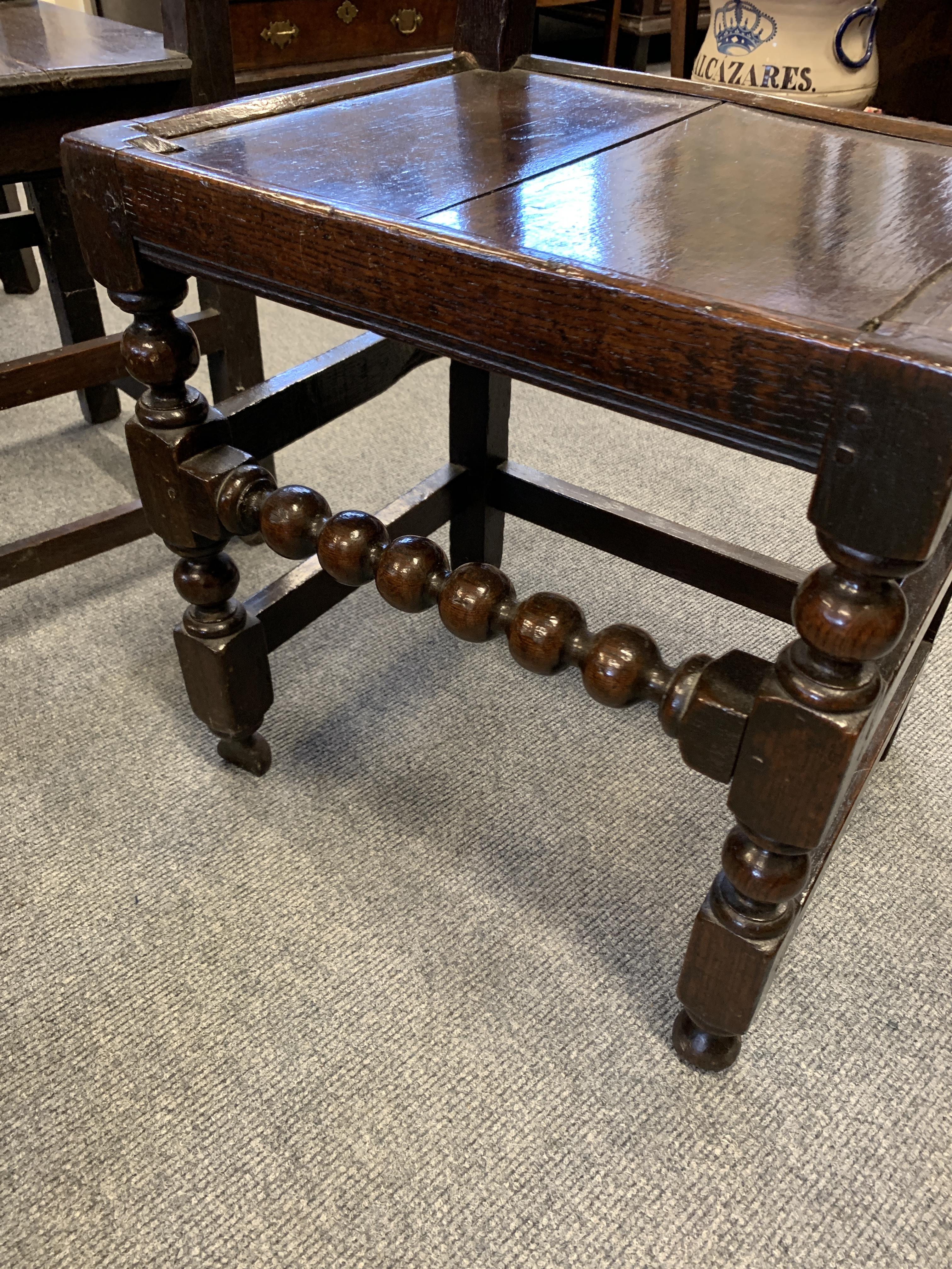 TWO CHARLES II OAK 'YORKSHIRE' CHAIRS C.1670 each with scroll uprights and twin arched backs - Image 4 of 13