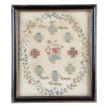 A RARE LATE REGENCY NEEDLEWORK DARNING SAMPLER BY MARY PILGRIM AND MARIA BACON finely worked on a