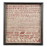 A LATE VICTORIAN BRISTOL ORPHANAGE NEEDLEWORK SAMPLER C.1880-90 worked in typical red cotton cross-