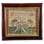 λ AN EARLY VICTORIAN NAIVE NEEDLEWORK SAMPLER BY MARY RICHARDSON worked with crewel wool, on a