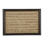 A GEORGE III NEEDLEWORK QUAKER SCHOOL SAMPLER BY ELIZABETH RAWES worked with cross stitch with