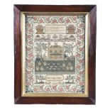 λ A WILLIAM IV NEEDLEWORK SAMPLER BY MIRIAM SARAH SUSANNAH CHAPMAN worked with polychrome silks on a