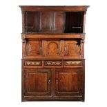 AN EARLY GEORGE III WELSH OAK TRIDARN NORTH WALES, C.1760 inlaid with burr oak panels, the