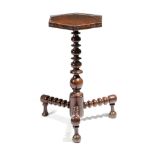 A WILLIAM AND MARY WALNUT CANDLESTAND LATE 17TH / EARLY 18TH CENTURY the hexagonal top on a ring and