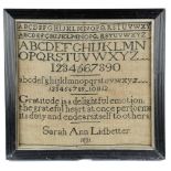 A WILLIAM IV NEEDLEWORK QUAKER ACKWORH SCHOOL SAMPLER BY SARAH ANN LIDBETTER worked in cross