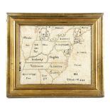 A RARE AMERICAN MAP SAMPLER ATTRIBUTED TO MARRLAND, DATED '1814' worked with interweaving and