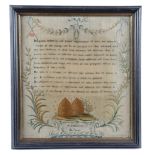 A REGENCY NEEDLEWORK SAMPLER BY A. M. HAIRBY worked with coloured silks on a linen ground, with an