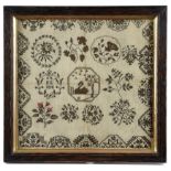 A LATE REGENCY NEEDLEWORK QUAKER SAMPLER IN THE MANNER OF ACKWORTH SCHOOL, DATED '1818' worked