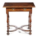 AN OAK SIDE TABLE LATE 17TH / EARLY 18TH CENTURY th rectangular top with a moulded egde, above a
