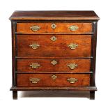 A WILLIAM AND MARY OAK CHEST LATE 17TH CENTURY the rectangular top with an applied moulded edge,