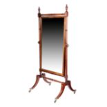 A REGENCY MAHOGANY CHEVAL MIRROR IN THE MANNER OF GILLOWS, EARLY 19TH CENTURY the rectangular