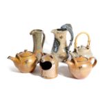 A COLLECTION OF STUDIO POTTERY BY THE TOFF MILWAY CONDERTON POTTERY comprising: two jugs, one