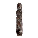 AN OAK FIGURAL TERM OF PRUDENCE 17TH CENTURY finely carved with a well coiffured lady with a