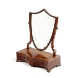 A GEORGE III MAHOGANY DRESSING TABLE MIRROR C.1790-1800 with boxwood stringing, the shield shaped