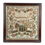 A REGENCY NEEDLEWORK SAMPLER ANONYMOUS worked with polychrome silks and chenille on a fine tiffany