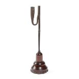 A GEORGE II WROUGHT IRON TABLE RUSHNIP AND CANDLE HOLDER C.1740 with a finely turned socket and stem