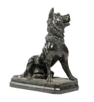 AN ITALIAN GREEN SERPENTINE GRAND TOUR MODEL OF 'THE DOG OF ALCIABADES' OR 'JENNINGS DOG' AFTER