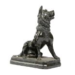 AN ITALIAN GREEN SERPENTINE GRAND TOUR MODEL OF 'THE DOG OF ALCIABADES' OR 'JENNINGS DOG' AFTER