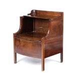 TWO SIMILAR GEORGE III MAHOGANY BEDSIDE COMMODES LANCASHIRE, C.1790-1800 each with a hinged top